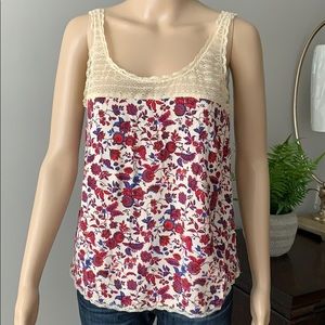 3/$10 !!! Jack Wills Floral Cotton & Lace Top